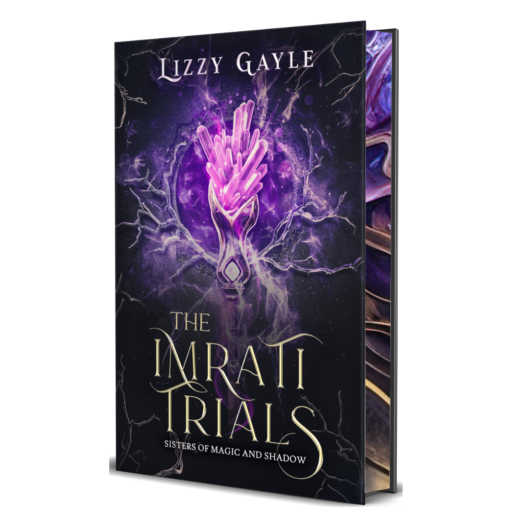 Book cover of 'The Imrati Trials' by Lizzy Gayle with a mystical design and purple elements.
