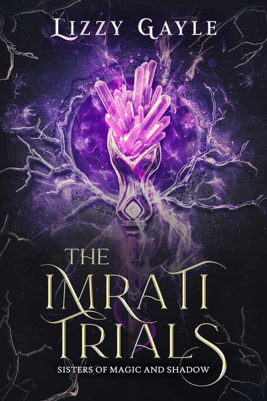 Book cover of 'The Imrati Trials' by Lizzy Gayle with a mystical design and purple elements.