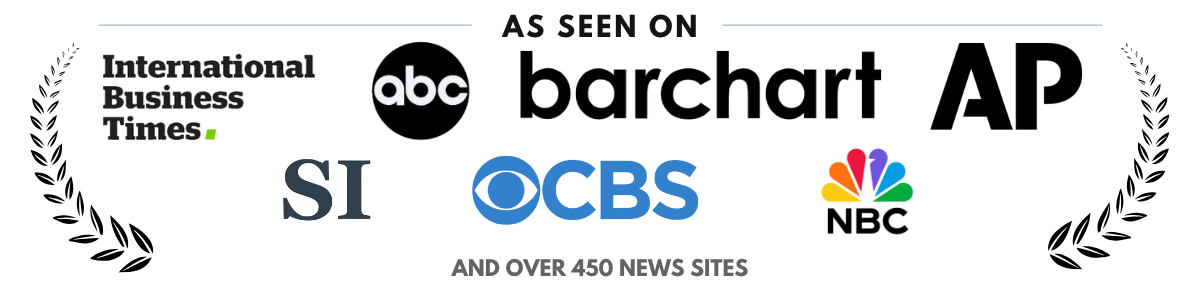 Logos of various news organizations including ABC, CBS, NBC, and others on a white background.